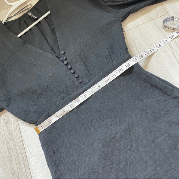 Zara Voluminous Cotton Gauze V Neck Puff Sleeve Mini Dress Black (Medium) party - Picture 5 of 8